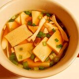 高野豆腐とエリンギで♪　味噌風味の中華スープ